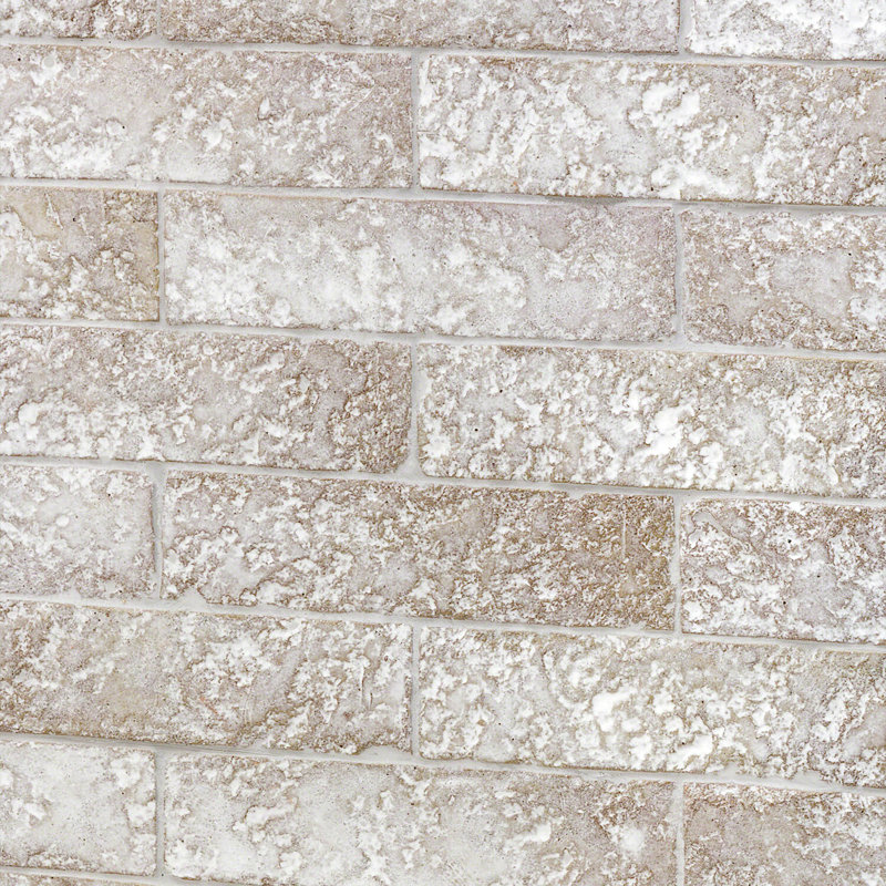 Weston Temp 2" x 8" Ceramic Patterned Subway Tile, Light Gray