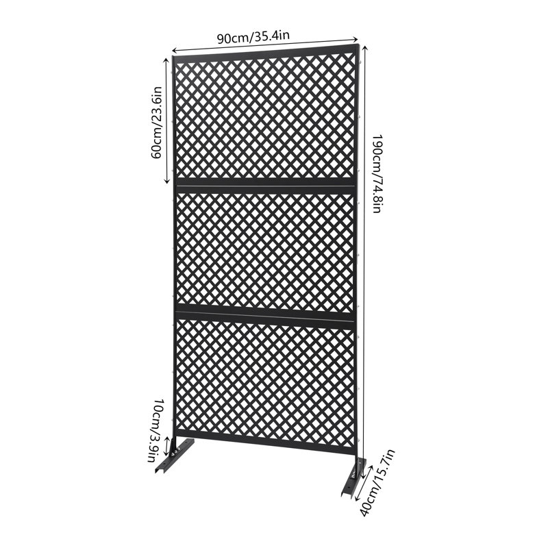 Clôture d'intimité H 74,8 po x l 35,4 po Mteal pour l'extérieur et l'intérieur, Noir