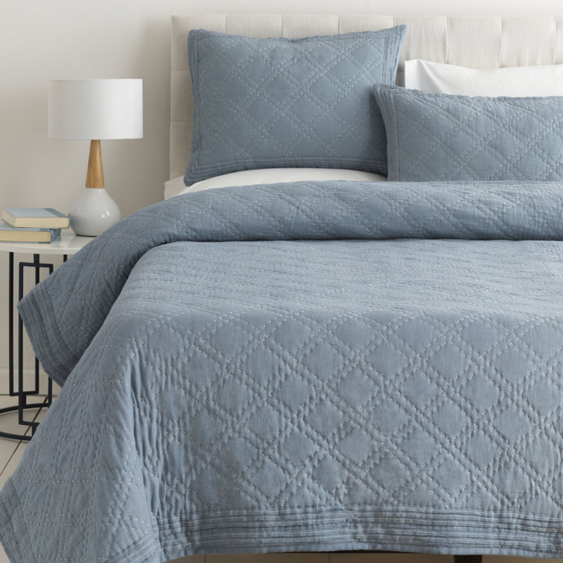 Courtepointe simple Kojo, Simple, Denim / blanc