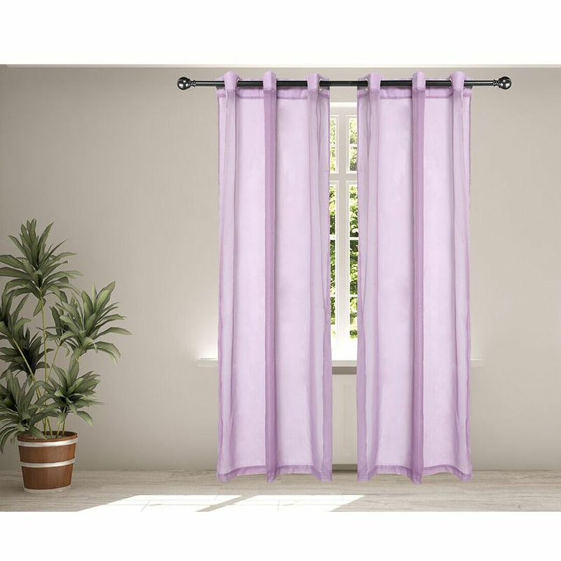 Hayneville Sheer Curtain Pair, 27" W x 84" L, Lilac