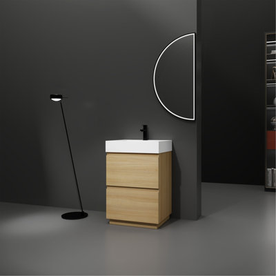 Ensemble de meuble-lavabo 24 po avec lavabo simple, meuble-lavabo sous-comptoir moderne avec tiroir double, meuble-lavabo autoportant