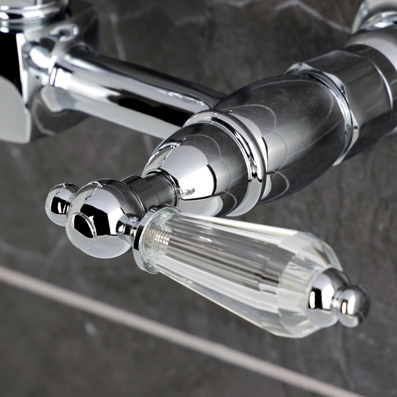 Kingston Brass Willshire Double-Handle 2-Hole Wall-Mount Bridge Kitchen Faucet, Polished Chrome