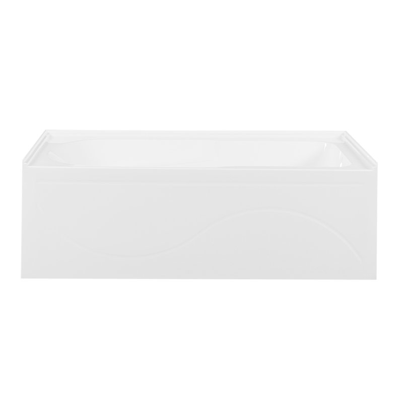 Kingston Brass Aqua Eden 60-Inch Acrylic Rectangular 3-Wall Alcove Tub with Anti Skid and Drain Hole, Right
