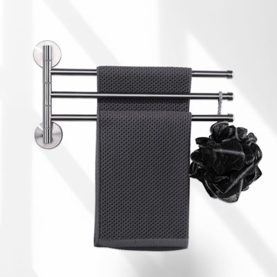 Wall Mounted 12" SUS 304 Stainless Steel 3 Swivel Arms Towel Bar With Conceal Hardwares