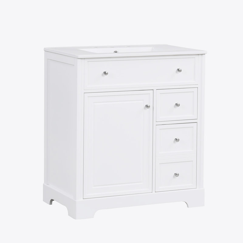 Bathroom Vanity with Sink Top, Bathroom Vanity Cabinet with Door and Two Drawers, MDF Boards