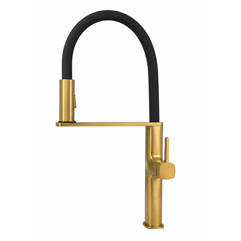 Brushed Gold Modern Pull Out Dual Spray With Magnetic Dock Kitchen Faucet