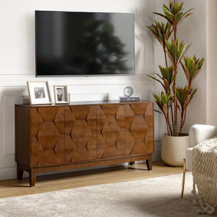 Iasiah Modern 60"W 4-Door Solid Wood Sideboard with Adjustable Shelves