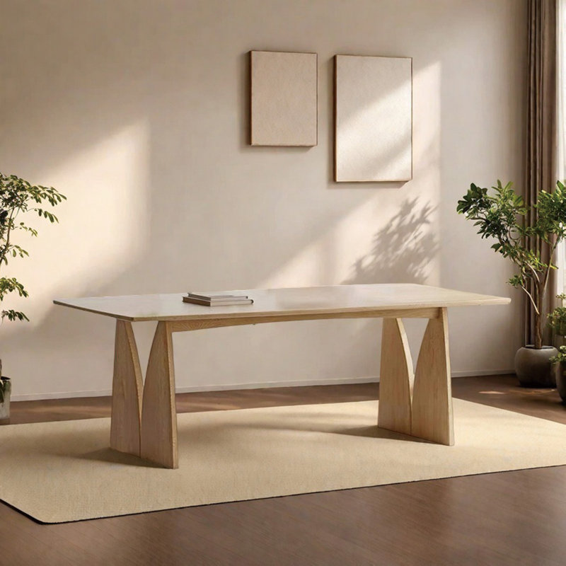 Solid wood aesthetic dining table, 29.52"H x 62.99"L x 27.55"W