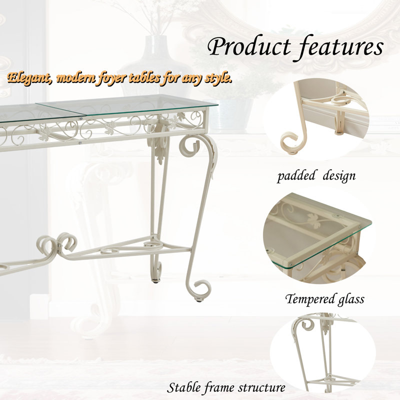 Helmich 47'' Glass Top Console Table
