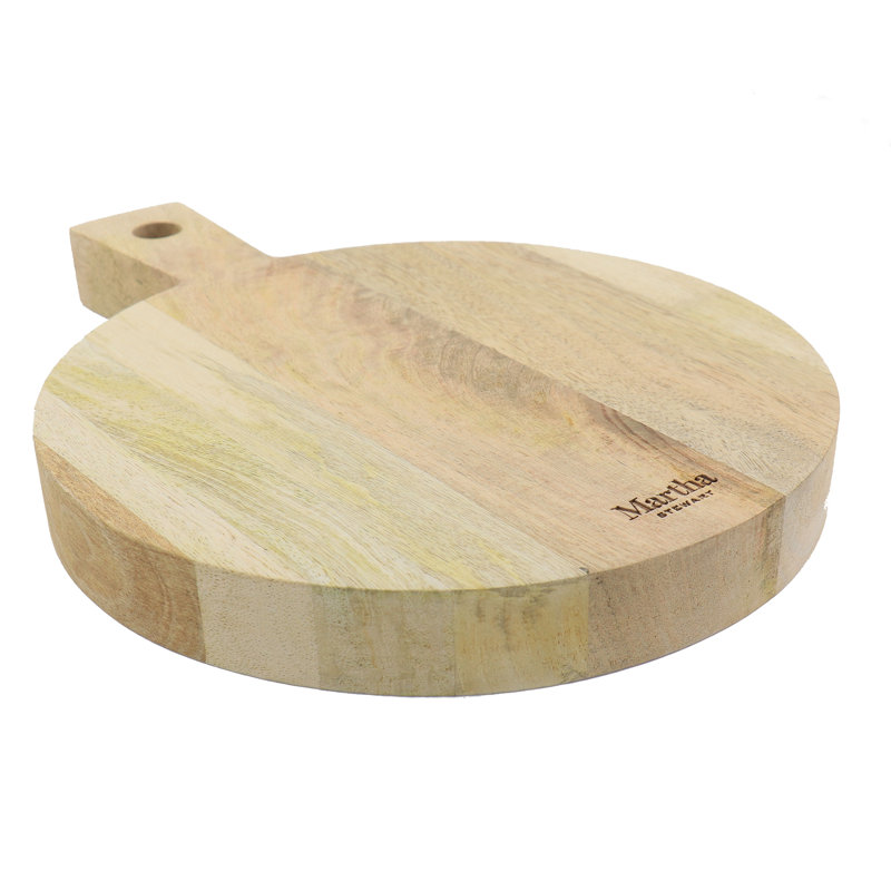 Round Multi-Tone Mango Wood Cutting Board with Handle