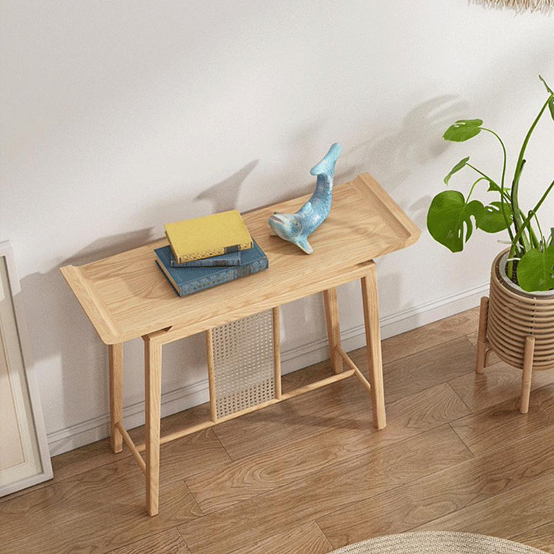 Retro Style Solid Ash Wood Entryway Table