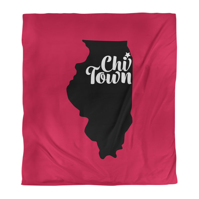  Housse de couette simple Chi Town, Housse de couette simple TG, Rouge / Noir, Microfibre