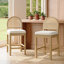 Ensemble de 4 tabourets de bar en bois avec dossier en rotin naturel-1527658597