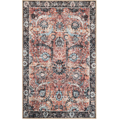 None Huguenot Area Rug Vintage Rust Red Colour
