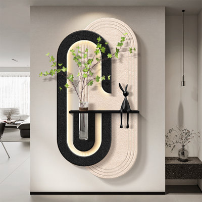 Black + White Oval Sandstone Wall art