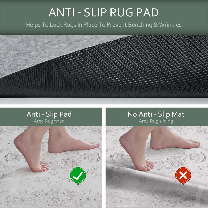Non Slip Rug Pad Grippers - Thick, Felt + Rubber Double Layers Carpet Mat, Provides Protection And Cushioning For Hardwood Or Tile Floors, Secures Rug Position And Reduces Noise