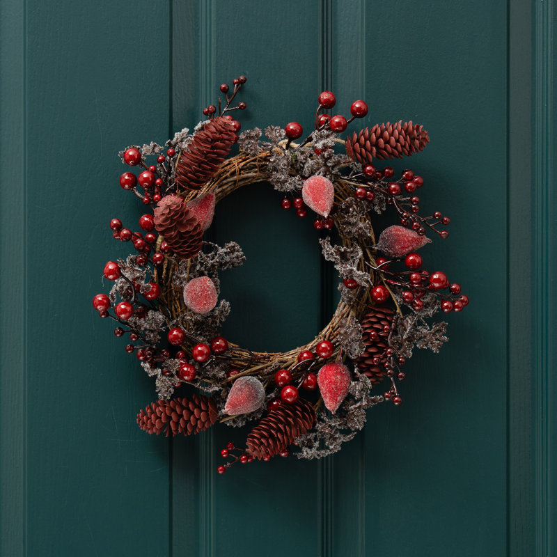 35cm Artificial Berry and Pine Cone Wreath