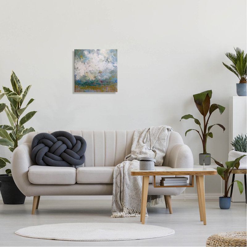 «Brushed Clouds Abstract», peinture sur toile par Claire Cormany, H 17 po x l 17 po x P 1,5 po