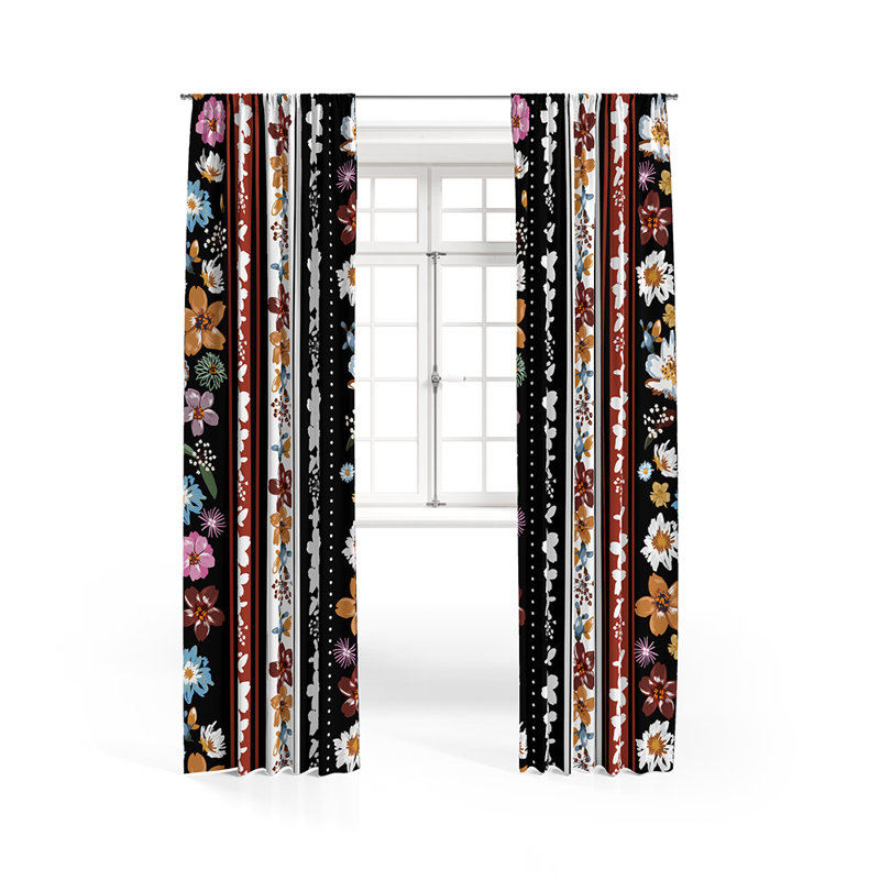 Panneau de rideau floral semi-transparent, L 20 po x L 52 po