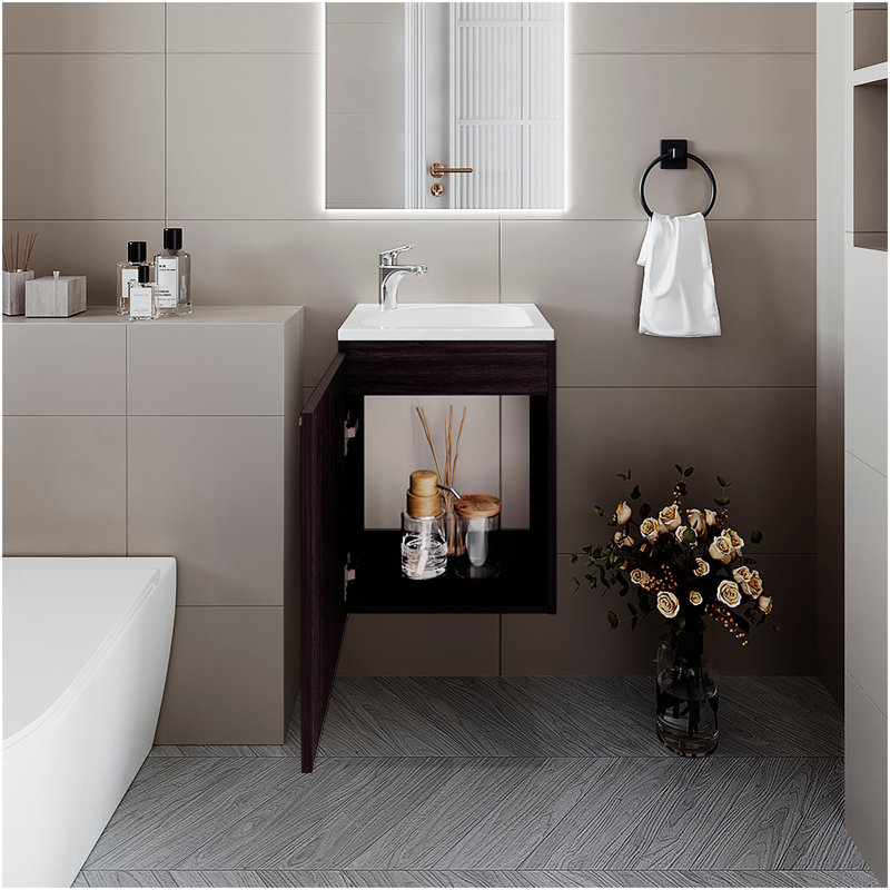 Meuble-lavabo avec lavabo intégré, Wengé, Wengé