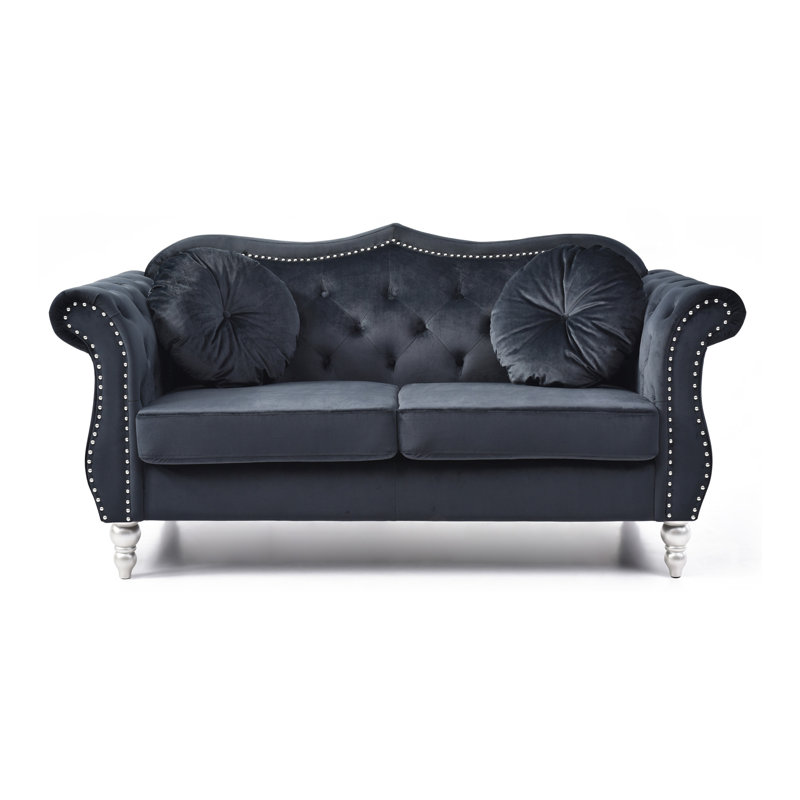 Elegant Transitional Black Loveseat, Black
