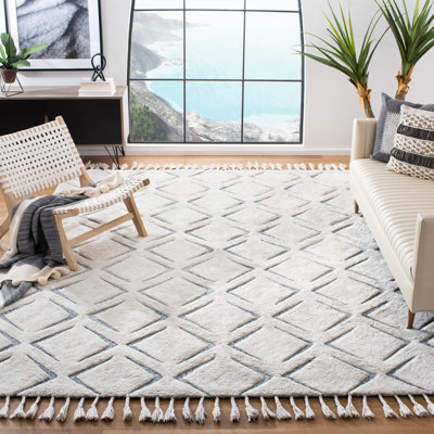 Tapis ivoire / gris touffeté à la main Gaetane