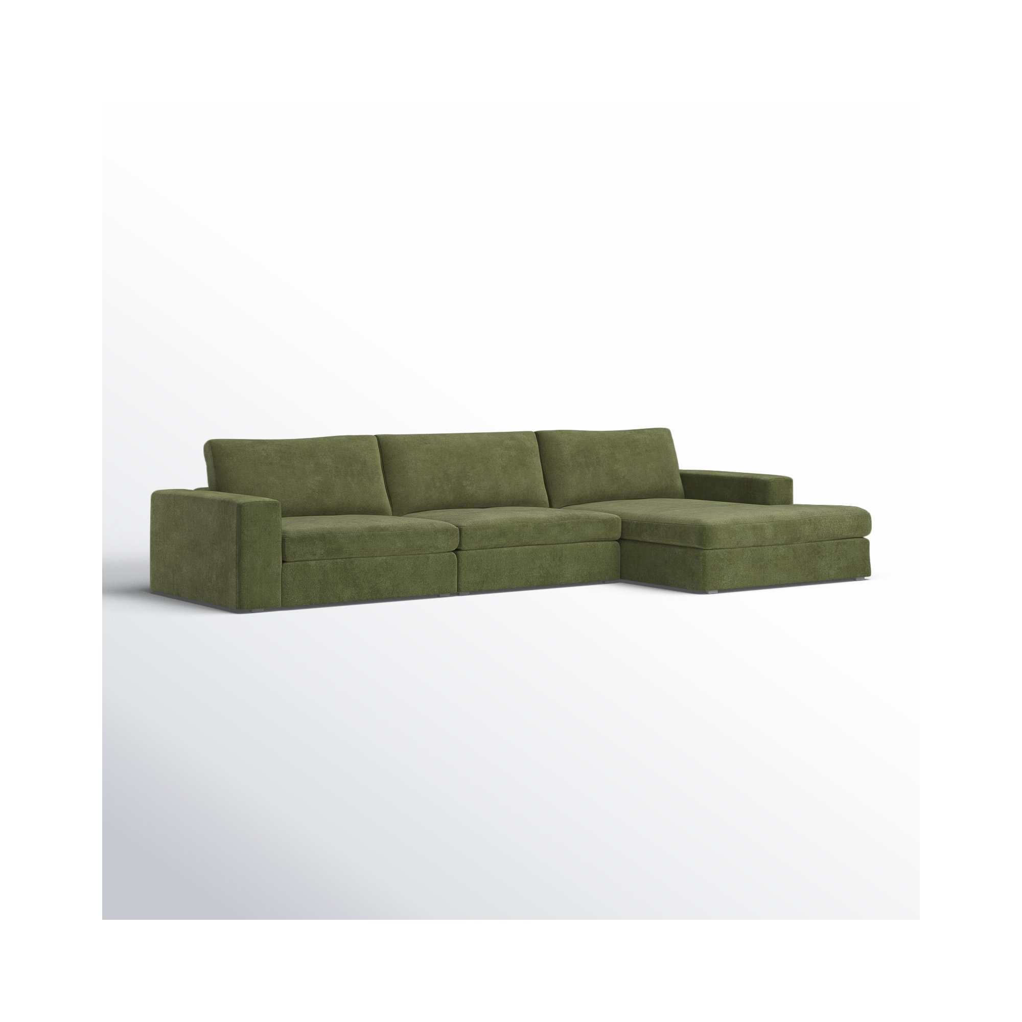 Ojai 3 - Piece Upholstered Sectional, Right Hand Facing, Olive Green Chenille