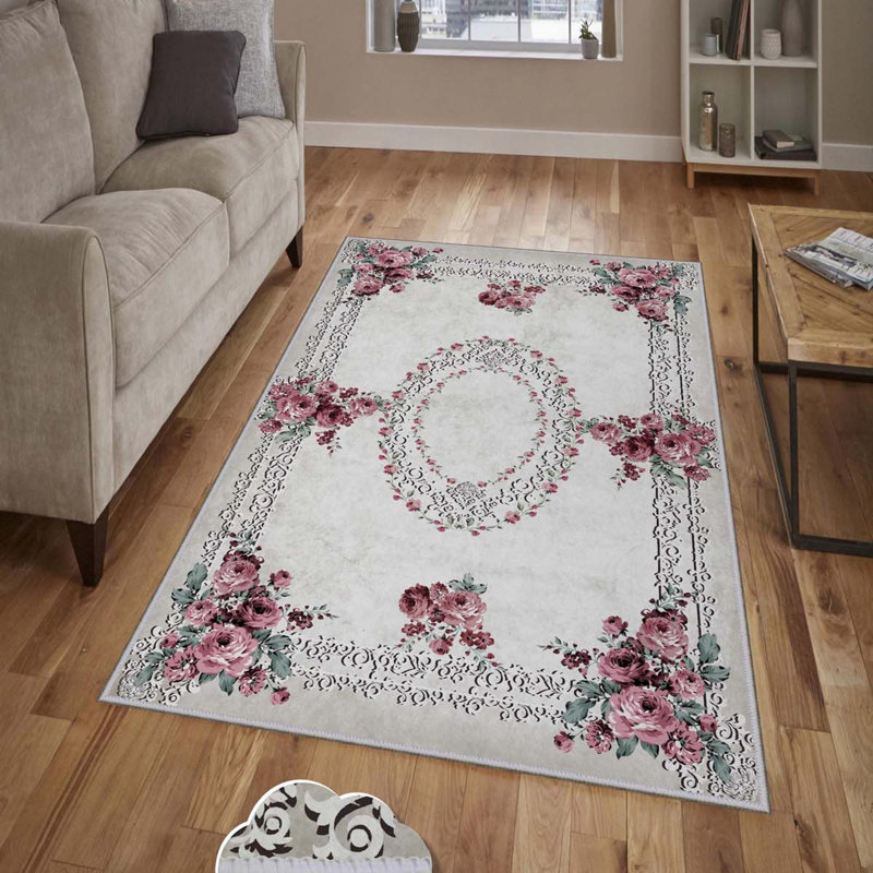 Tapis tissé de qualité supérieure (1,6 x 2,6 pieds), 100% polyester, d'une hauteur de poils de 0,3 po | Pois antibactérien antidérapant en PVC | Lavable à la machine, impression numérique 3D | Idéal pour le salon, la chambre à coucher et le vesti