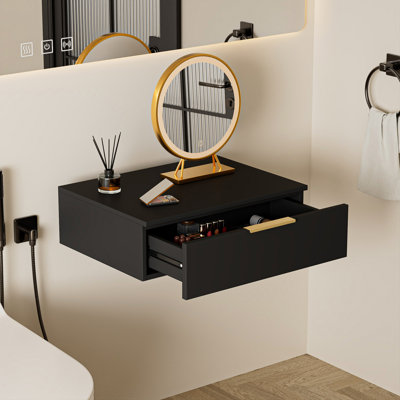 Table de chevet flottante simple 24 po avec tiroir pour chambre à coucher, coiffeuse murale, petite armoire de rangement avec tiroirs