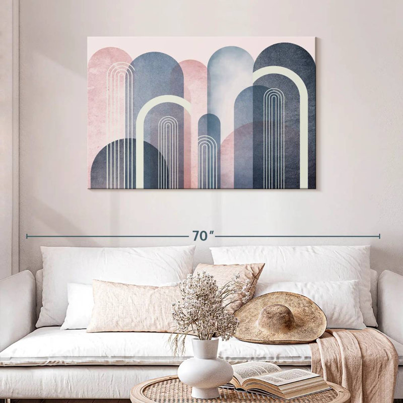 Avery Mid-Century Arches Blush marine, H 30 po x l 45 po