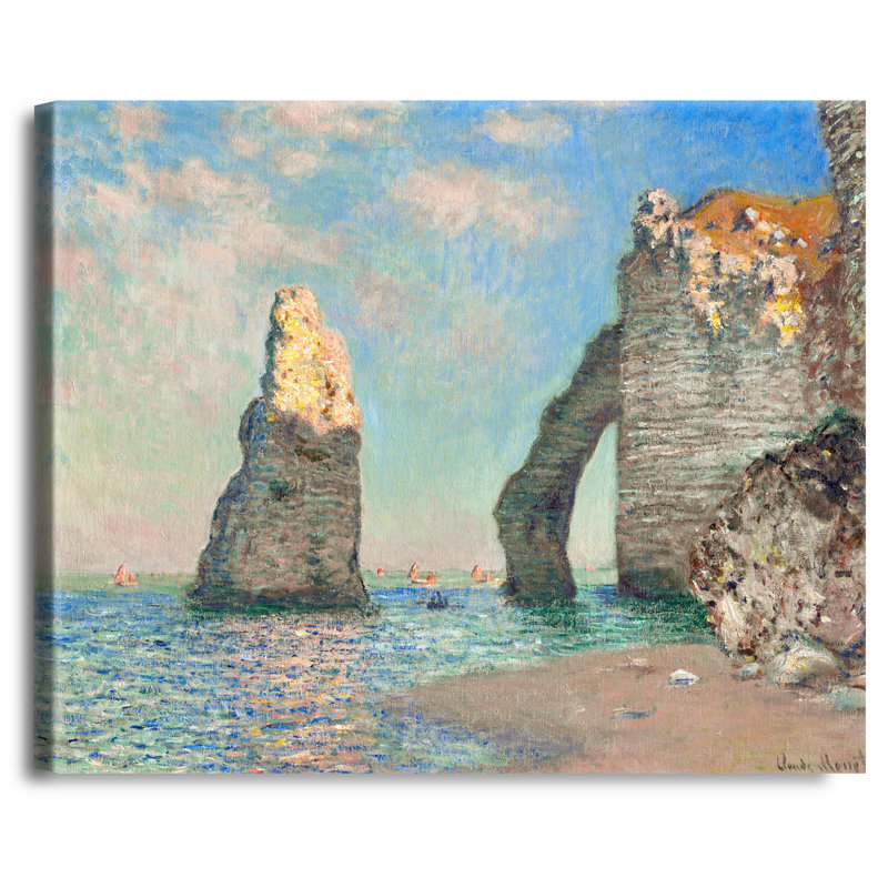 Reproduction d'art classique, "Les falaises à Etretat" par Claude Monet, estampe numérique sur toile pour la maison