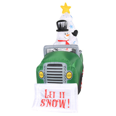 Bonhomme de neige gonflable de Noël de 8 pieds dans un camion de neige The Holiday Aisle®
