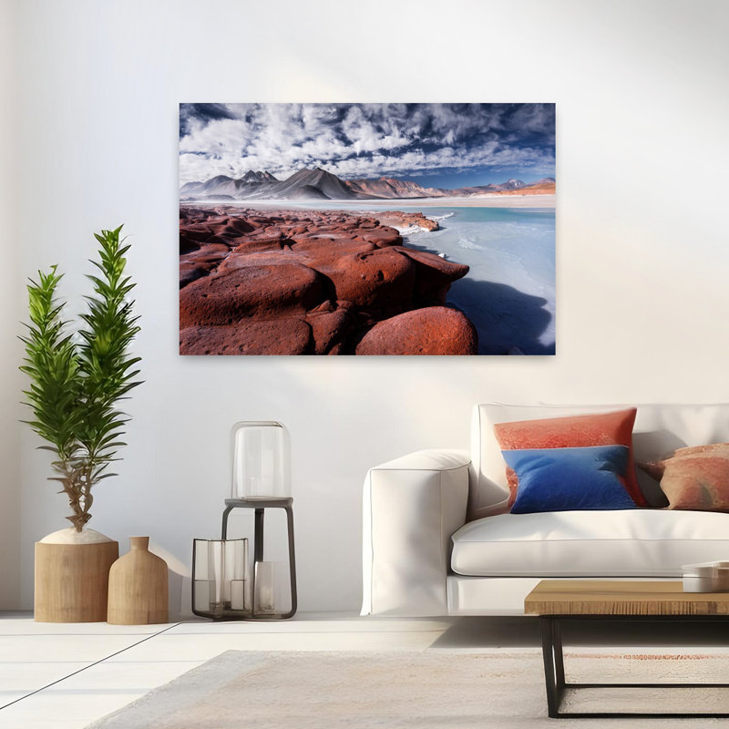 Piedras Rojas, art mural contemporain abstrait, 32" H x 48" W