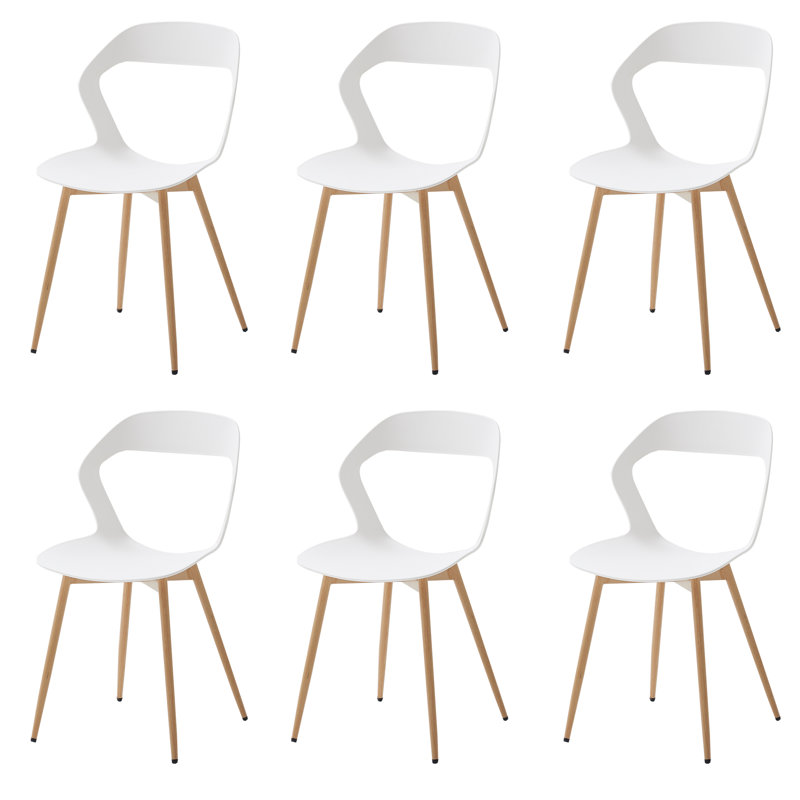 Set Of 4 Chairs - Dining Room Chair - Chair With Metal Legs - Contemporary, White