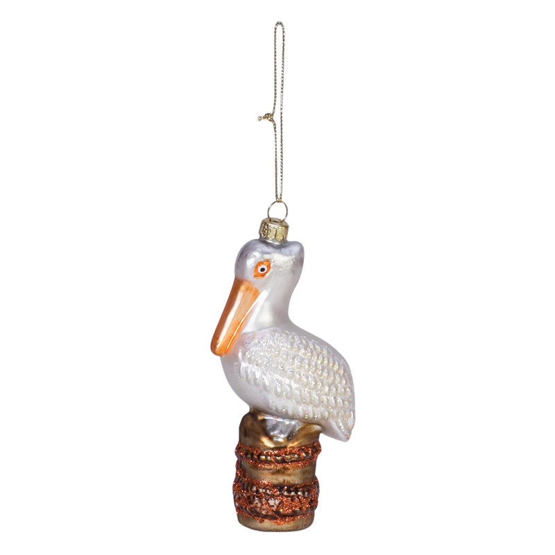 Ornement figurine suspendu en verre pelican