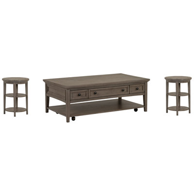 Holton Rectangular Caster Cocktail Table With 2 Accent End Table