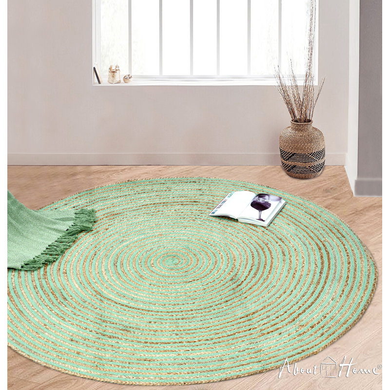 Round Striped Hand Woven Indoor / Outdoor Area Rug, Round 120cm