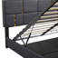 Lit plateforme tapissier avec rangement hydraulique et repose-pieds Ombret