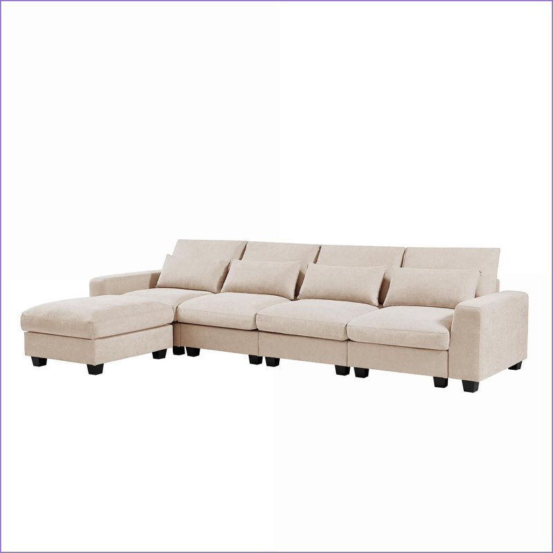 Canapé modulaire en méridienne réversible en L Chenille | Standard, Chenille beige