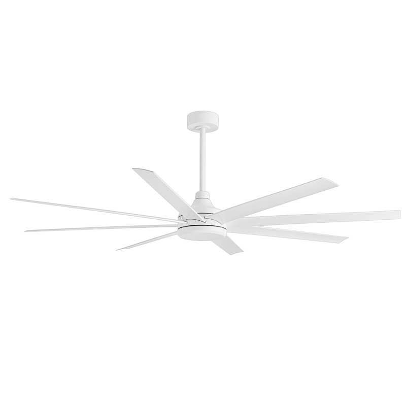 Ilette 65/72/84-inch 8- Blade DC Motor Windmill No Lights Ceiling Fan with Remote Control, White, 72"