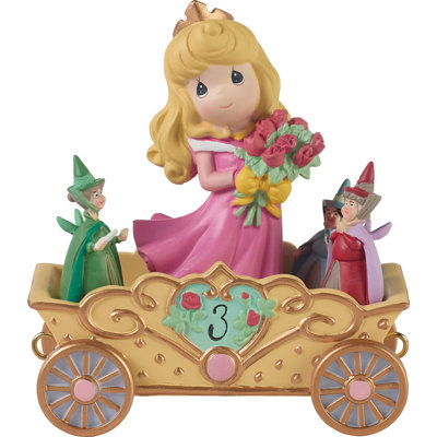 Precious Moments Disney Birthday Parade Age 3 Sleeping Beauty Aurora with Flowers Figurine 4.13 Inch