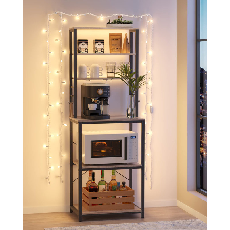 Étagère de boulanger standard en acier inoxydable de 23,6 po avec compatibilité micro-ondes, Greige / noir