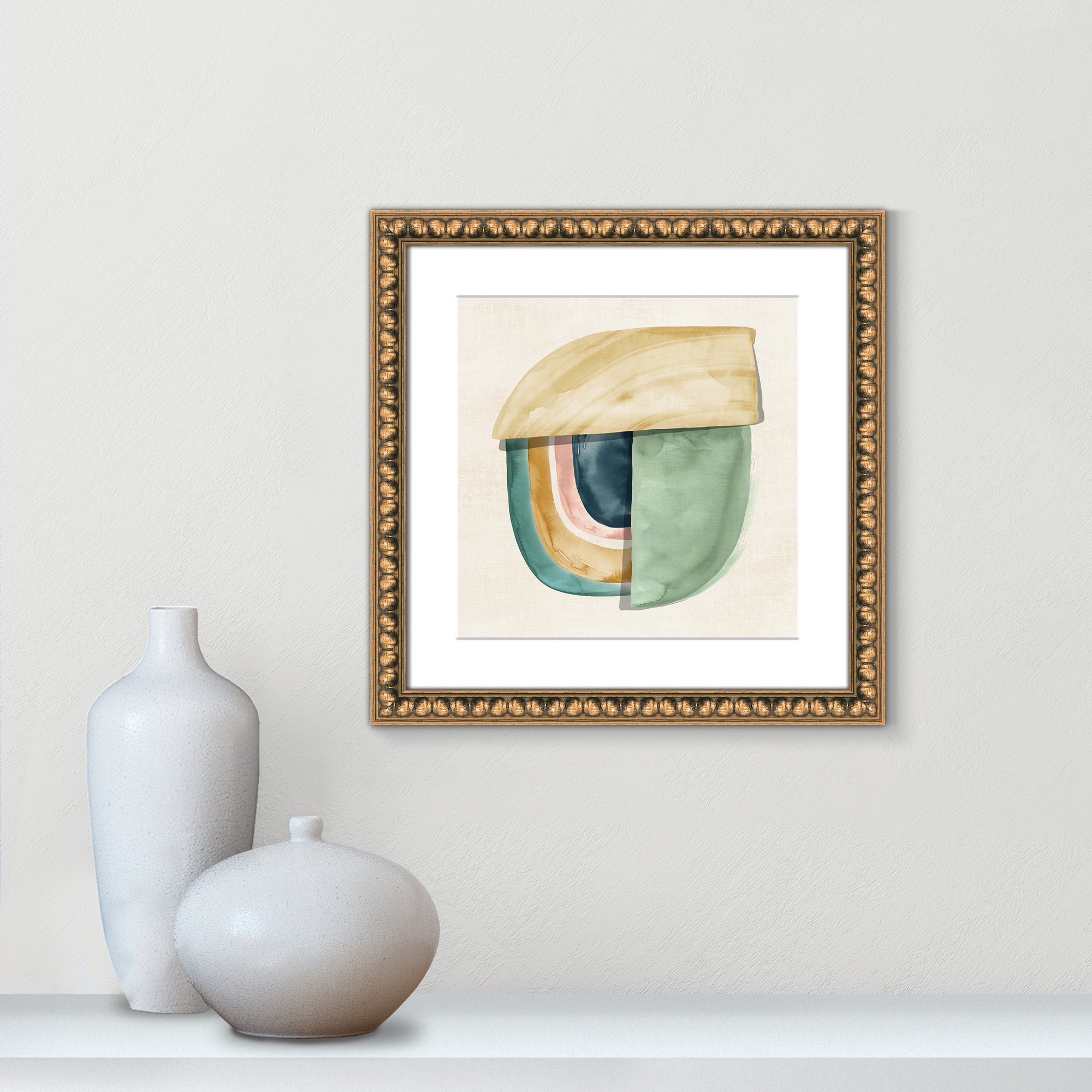 Shape Form II by Emma Peal - Picture Frame Print, Gold Bead, 18.25" H x 18.25" W x 1.125" D