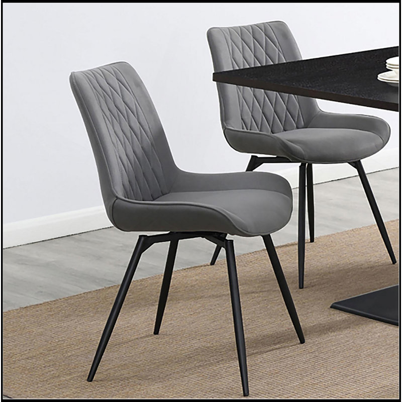 Ensemble de 2 chaises pivotantes grises capitonnées