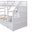 Lit superposé simple avec lit gigogne et trois escaliers de rangement pratiques, idéal pour les soirées pyjama en famille et le rangement des jouets-599701845