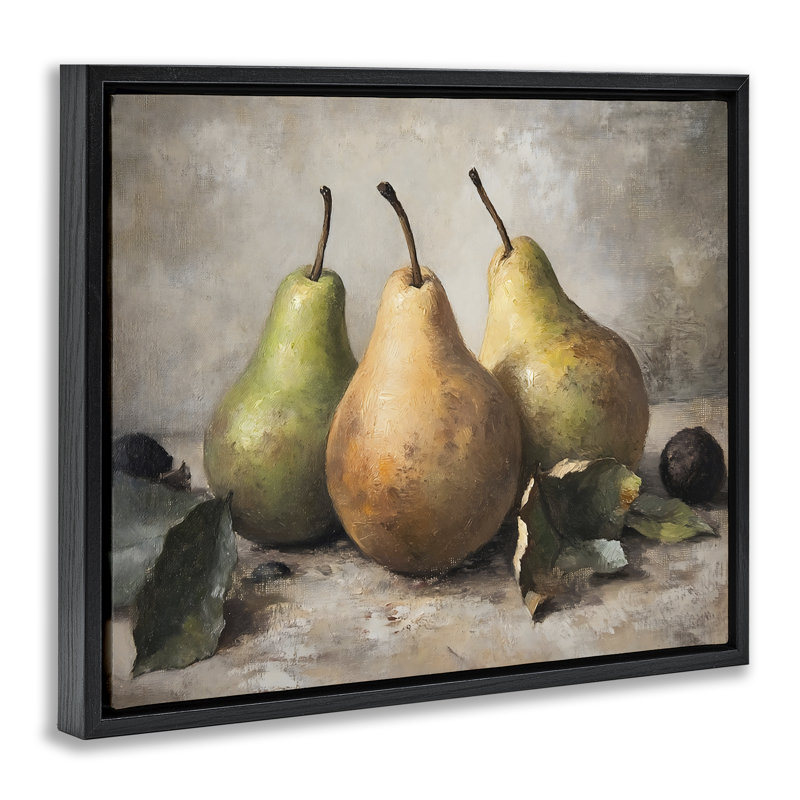 Cadre flottant Pear Still Life, conception par Franklyn Gregory, Cadre flottant noir de jais, H 17 po x l 21 po