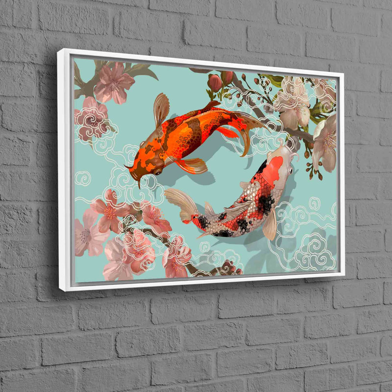 Japanese Koi Fish Canvas Wall Art Perfect for Christmas and Home Decor with Abstract Animal Print Design, 70 cm H x 100 cm W