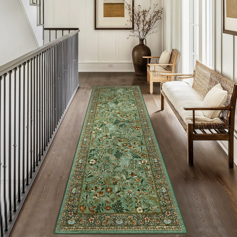 Tapis lavable à la machine Botanical Flora, Tapis de couloir 2 pi x 6 pi