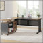 Bureau de direction en L de 63 pouces avec classeur, poste de travail moderne spacieux pour la maison et le bureau, brun rustique et finition noire