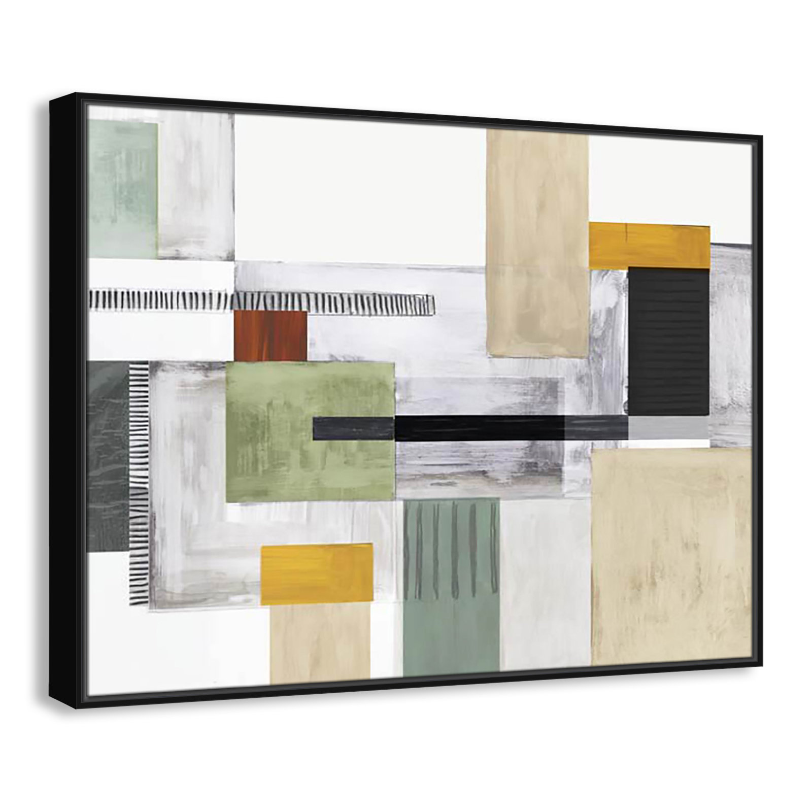 Playful Blocks by Tom Reeves, No Mat, Black Floater Framed, 31.5" H x 41.5" W x 2" D